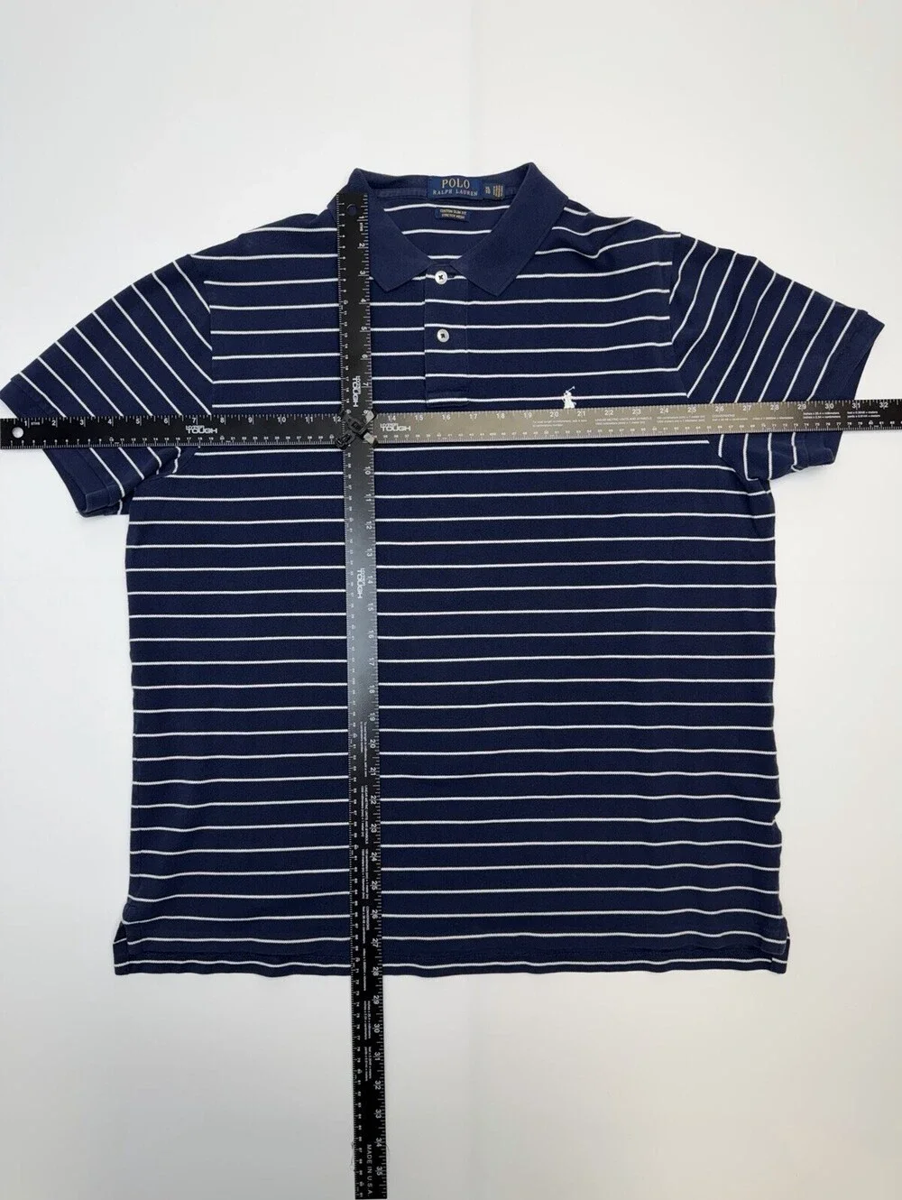 Polo Ralph Lauren Men’s XL Custom Slim Fit Stretch Mesh Polo Navy Striped